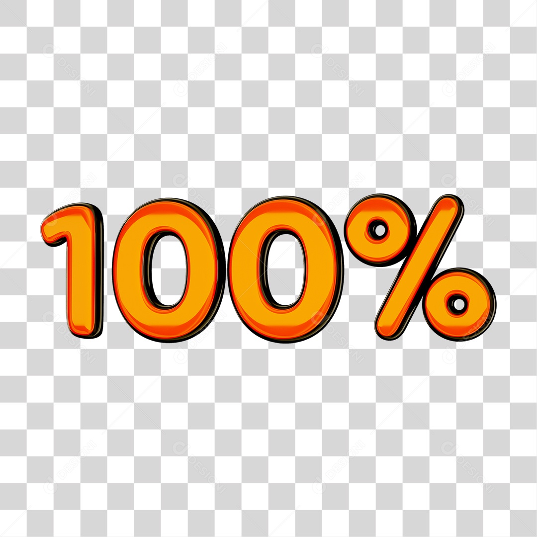 Elemento 3D Porcentagem 100% PNG Transparente