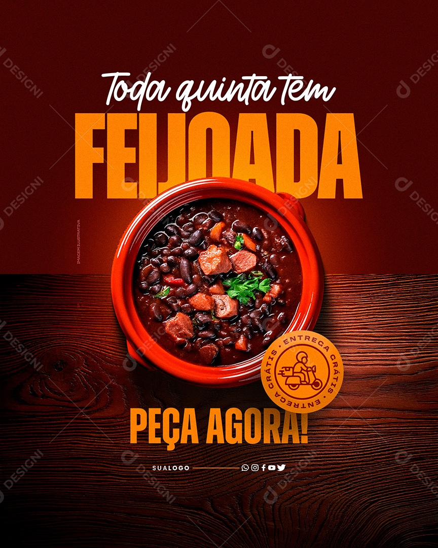 Feijoada Toda Quinta tem Social Media PSD Editável