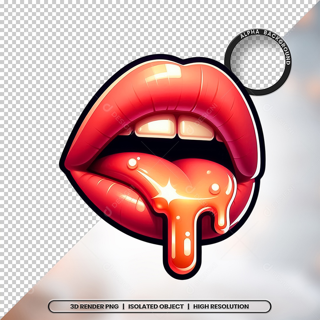 Elemento 3D Boca com Creme Para Composição PSD