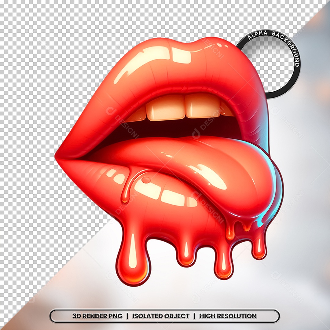 Elemento 3D Boca com Creme Para Composição PSD