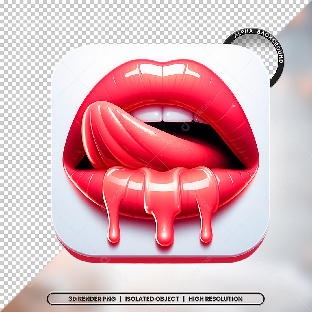 Elemento 3D Boca com Creme Para Composição PSD