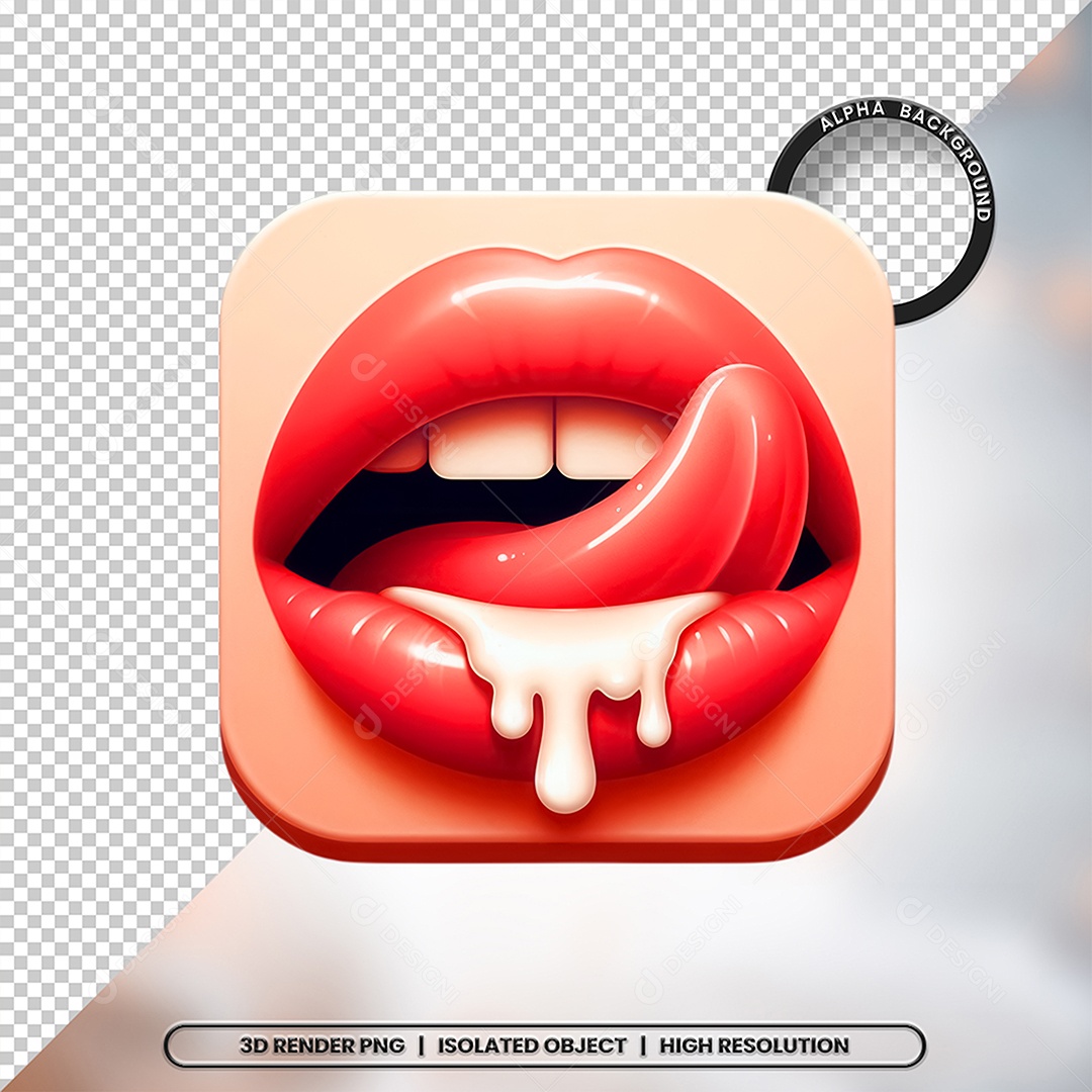 Elemento 3D Boca com Creme Para Composição PSD