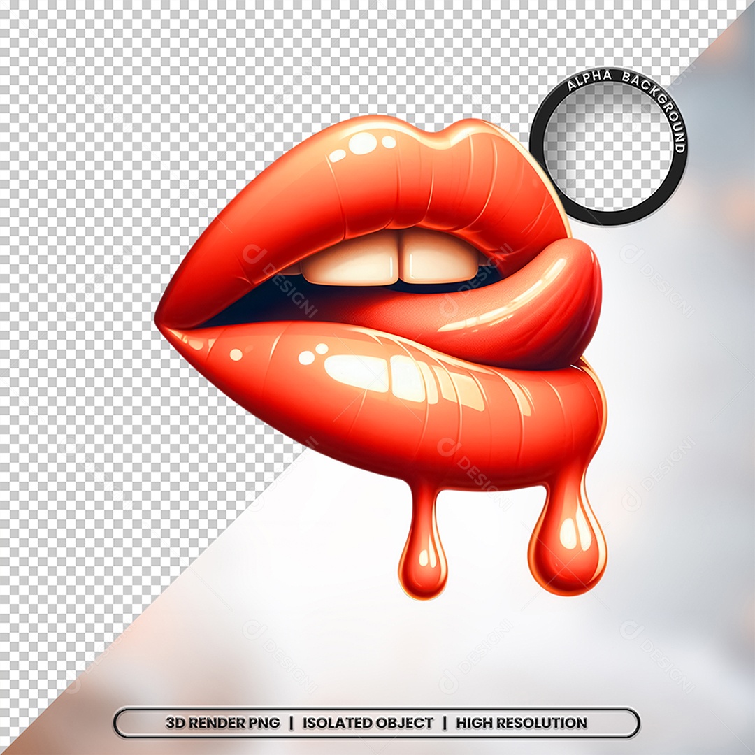 Elemento 3D Boca com Creme Para Composição PSD