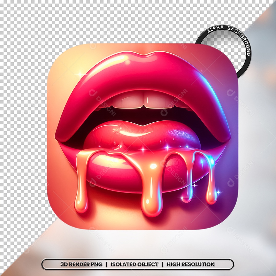 Elemento 3D Boca com Creme Para Composição PSD