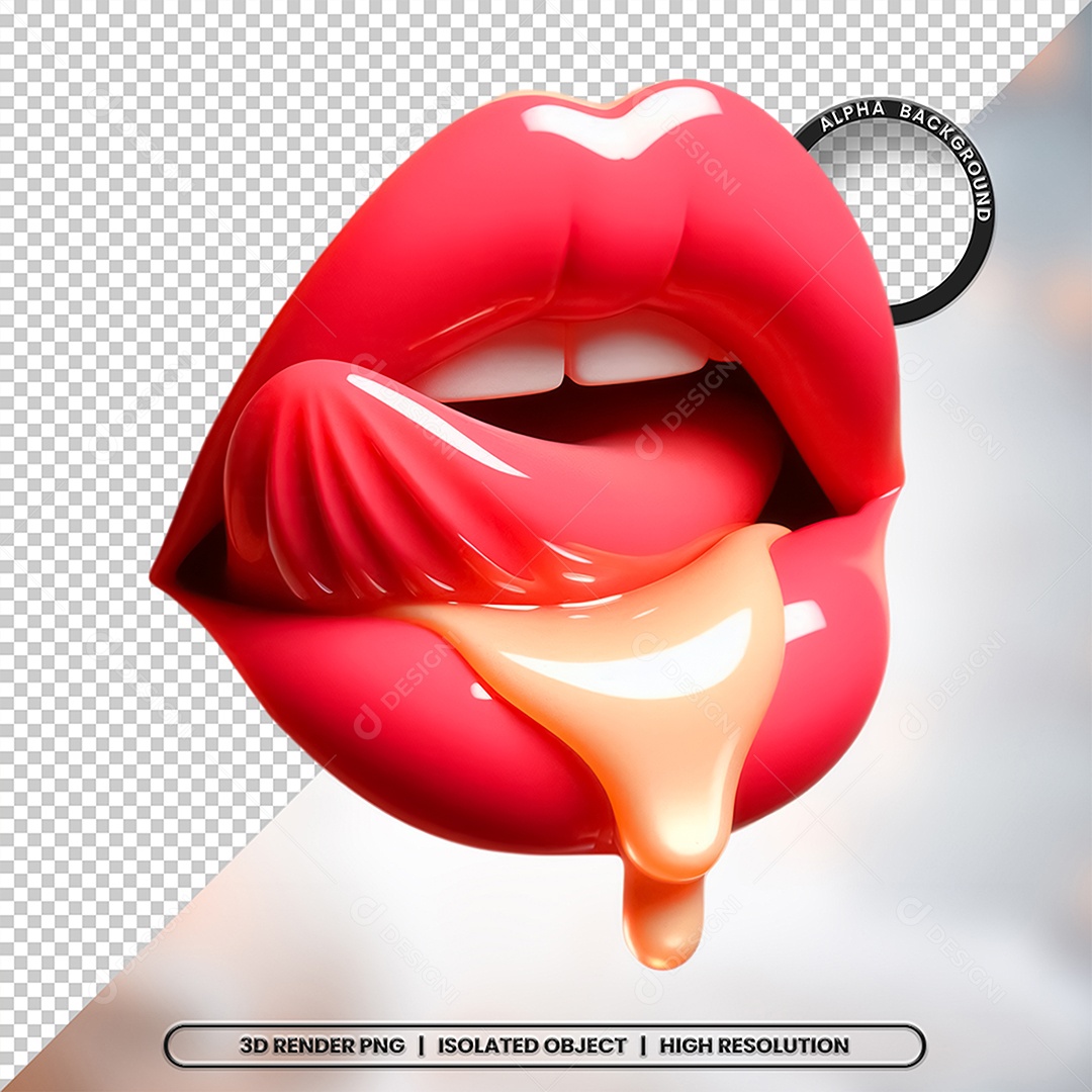 Elemento 3D Boca com Creme Para Composição PSD