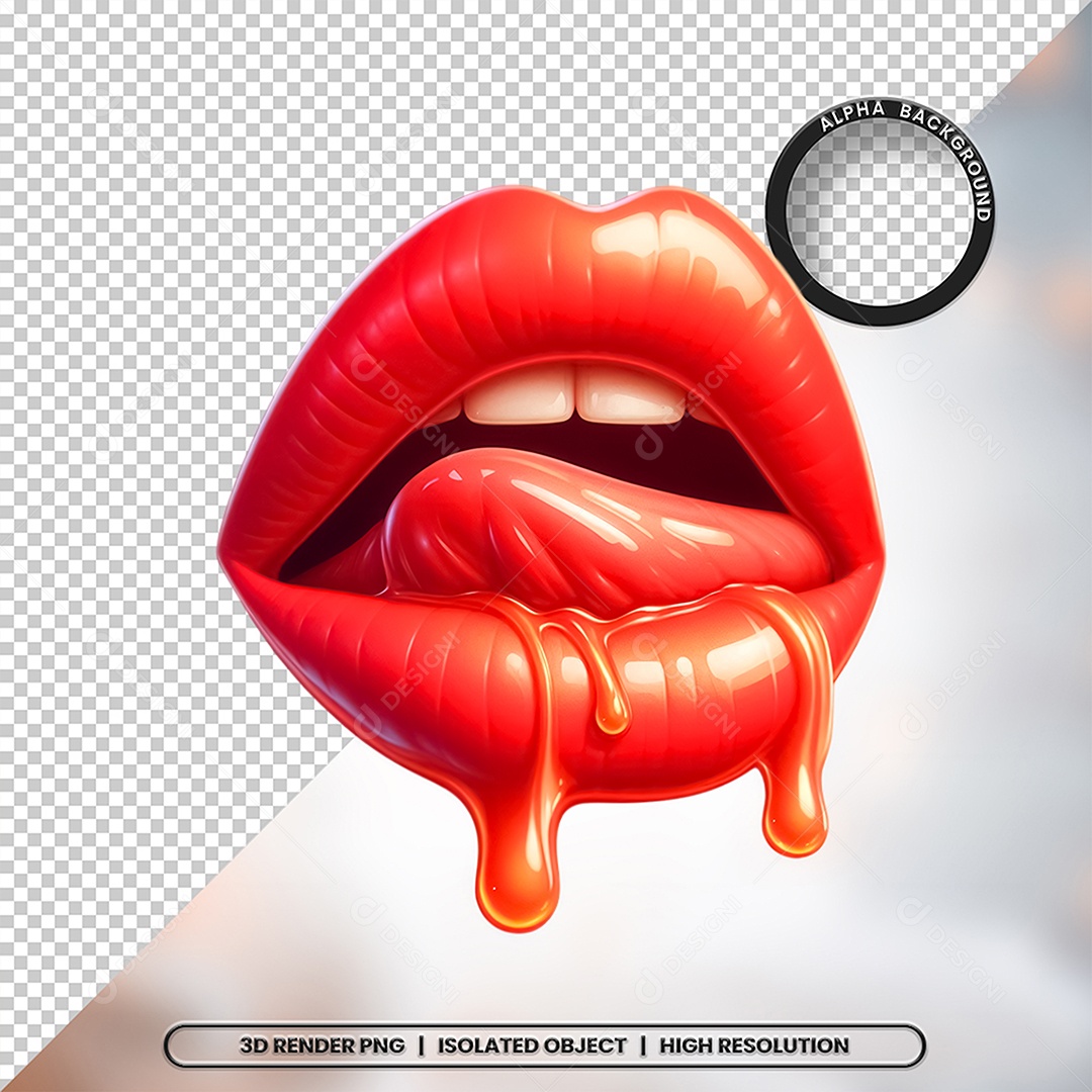 Elemento 3D Boca com Creme Para Composição PSD