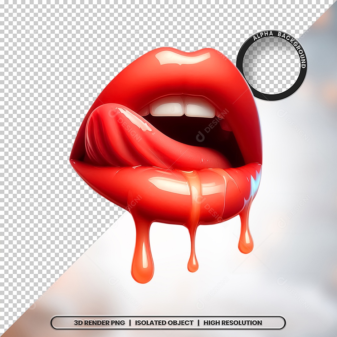 Elemento 3D Boca com Creme Para Composição PSD