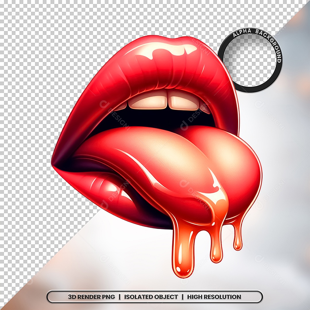 Elemento 3D Boca com Creme Para Composição PSD