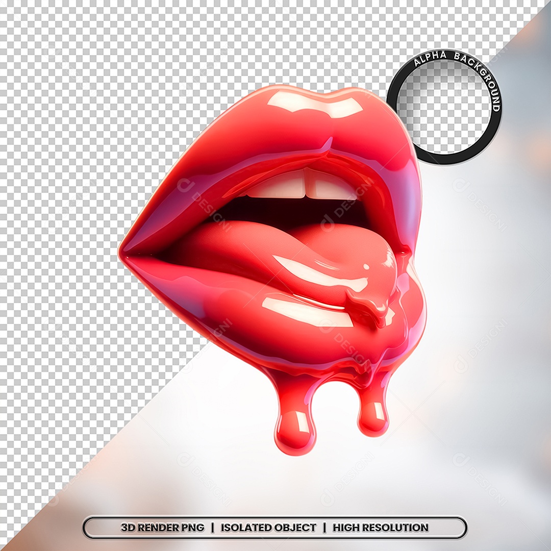 Elemento 3D Boca com Creme Para Composição PSD