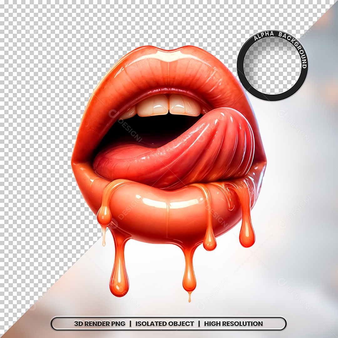 Elemento 3D Boca com Creme Para Composição PSD