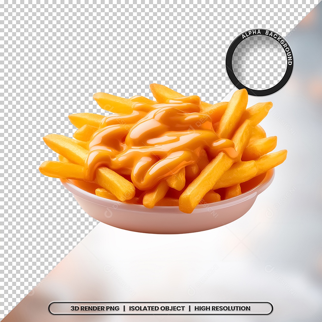 Elemento 3D Tigela com Batatas Fritas Para Composição PSD