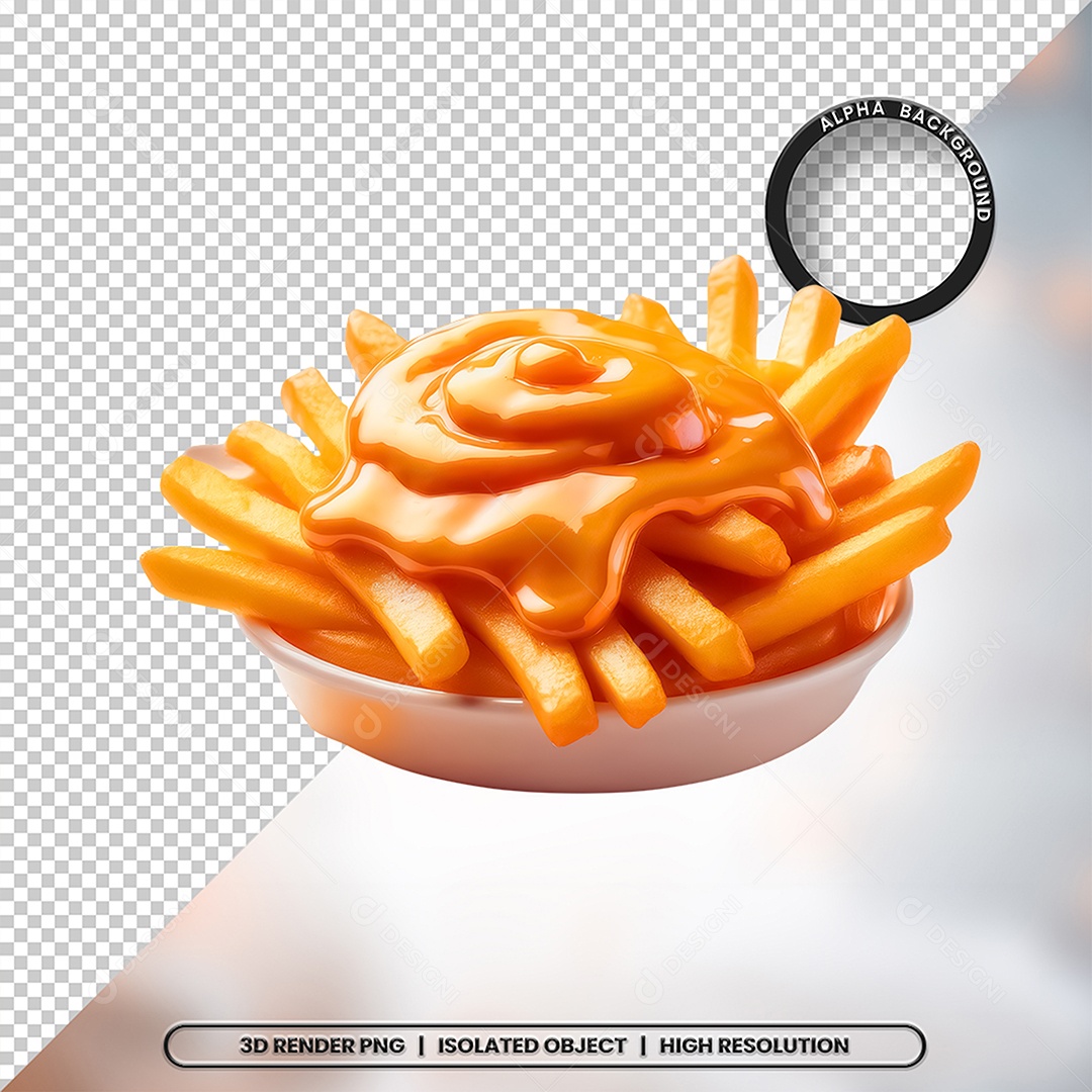 Elemento 3D Tigela com Batatas Fritas Para Composição PSD