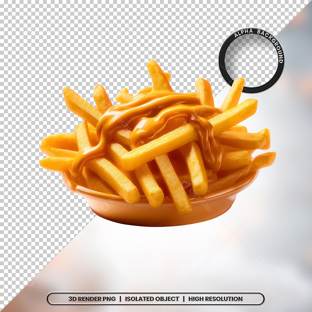 Elemento 3D Tigela com Batatas Fritas Para Composição PSD