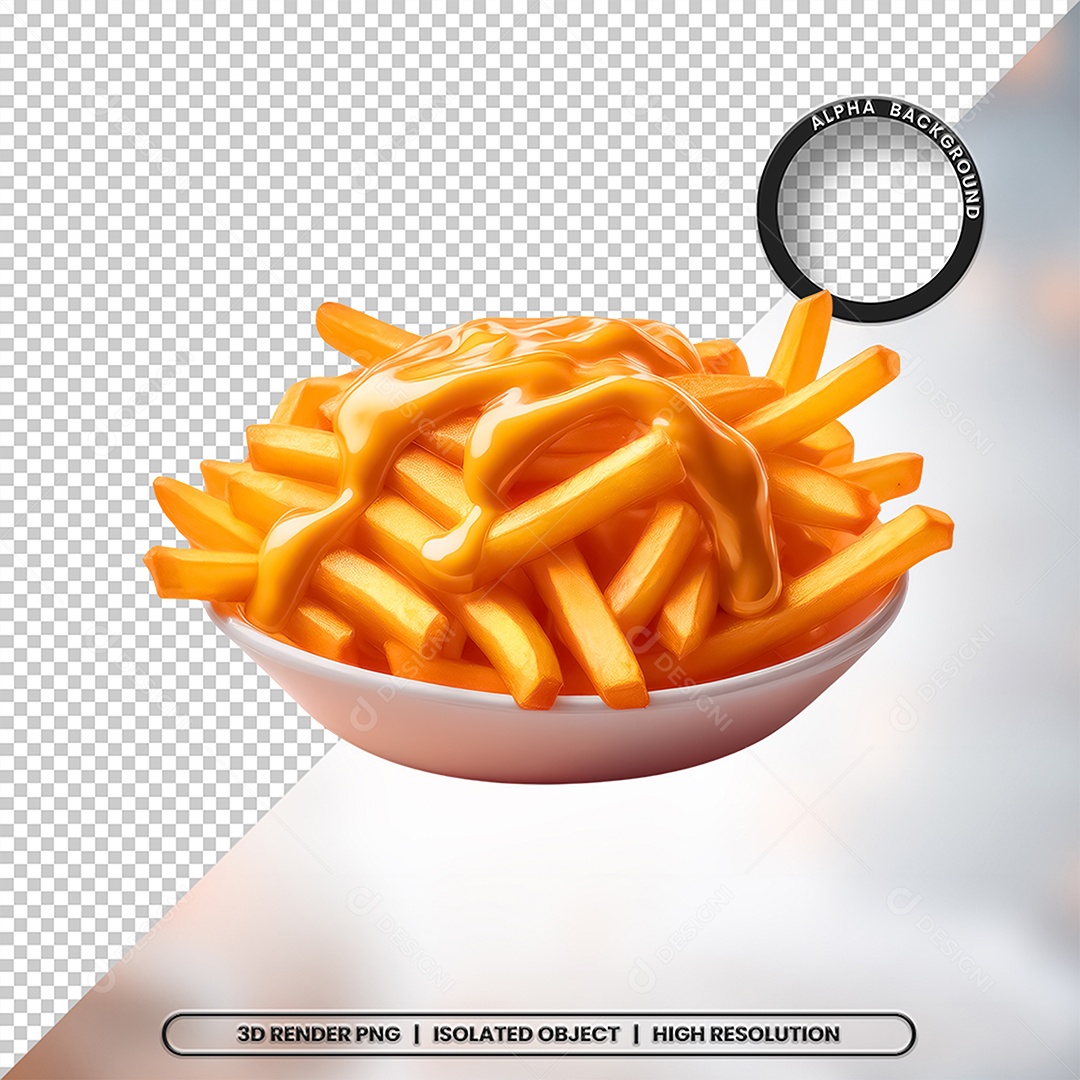 Elemento 3D Tigela com Batatas Fritas Para Composição PSD