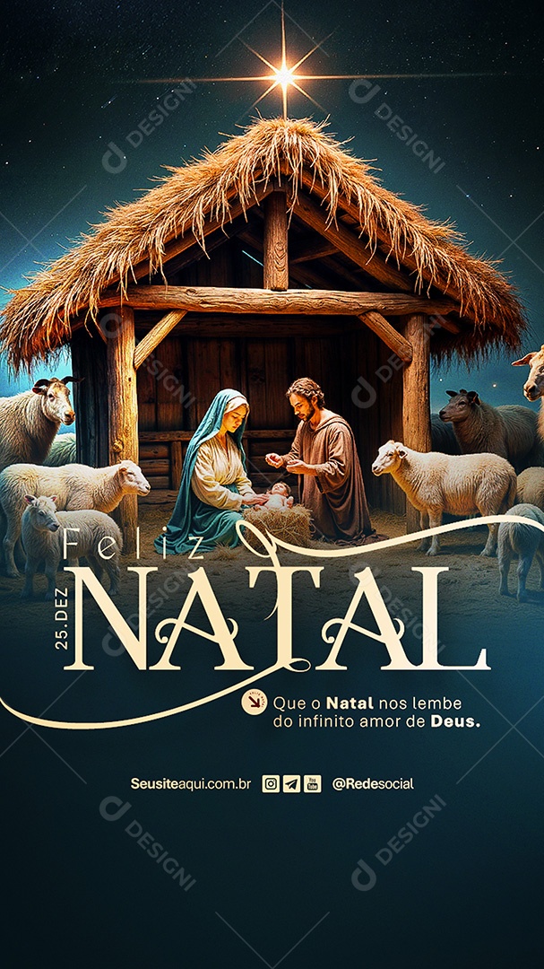 Story Feliz Natal 25 de Dezembro Social Media PSD Editável