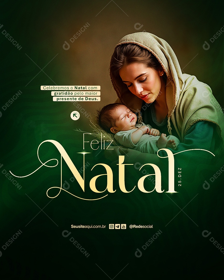 Feliz Natal Celebramos o Natal Com Gratidão Social Media PSD Editável