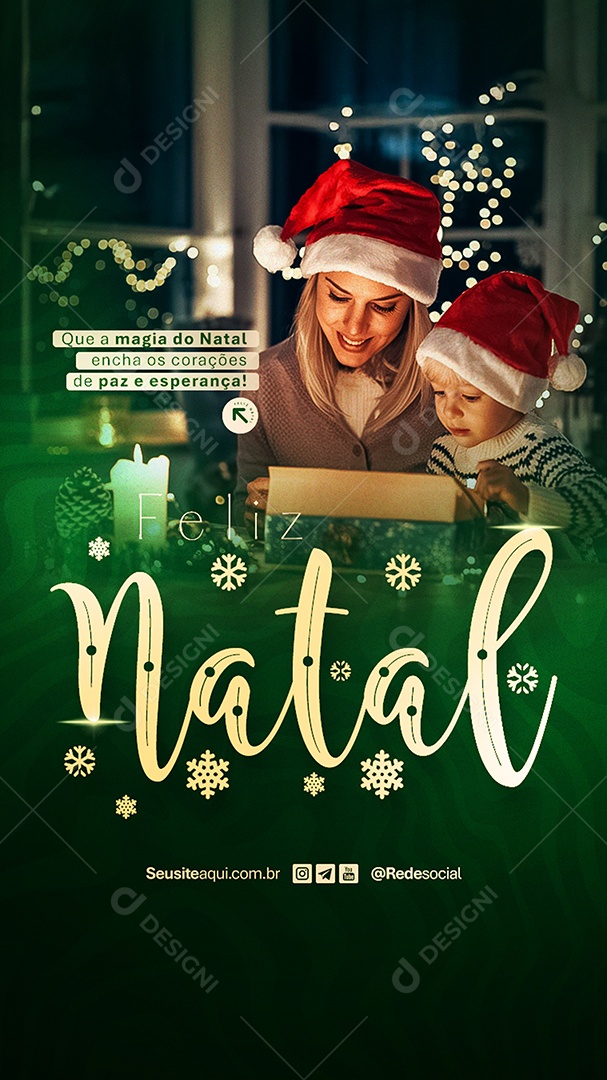 Story Feliz Natal Que a Magia do Natal Encha Os Corações Social Media PSD Editável