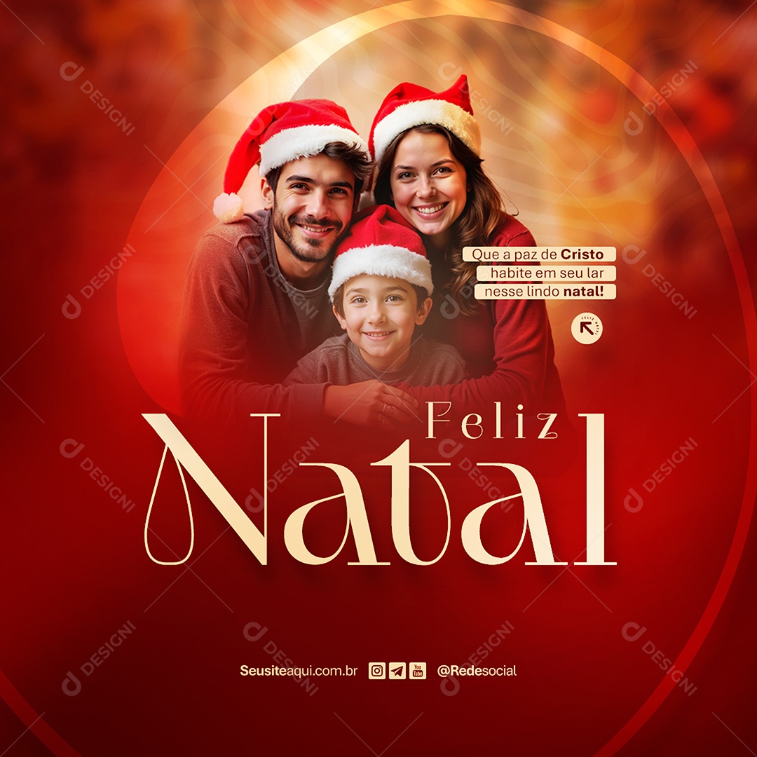 Feliz Natal Que a Paz de Cristo Habite em Seu Lar Nesse Natal Lindo Social Media PSD Editável