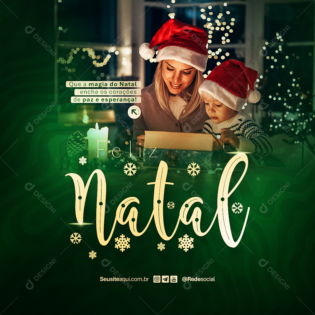 Que a Magia do Natal Encha Os Corações de Paz e Esperança Social Media PSD Editável