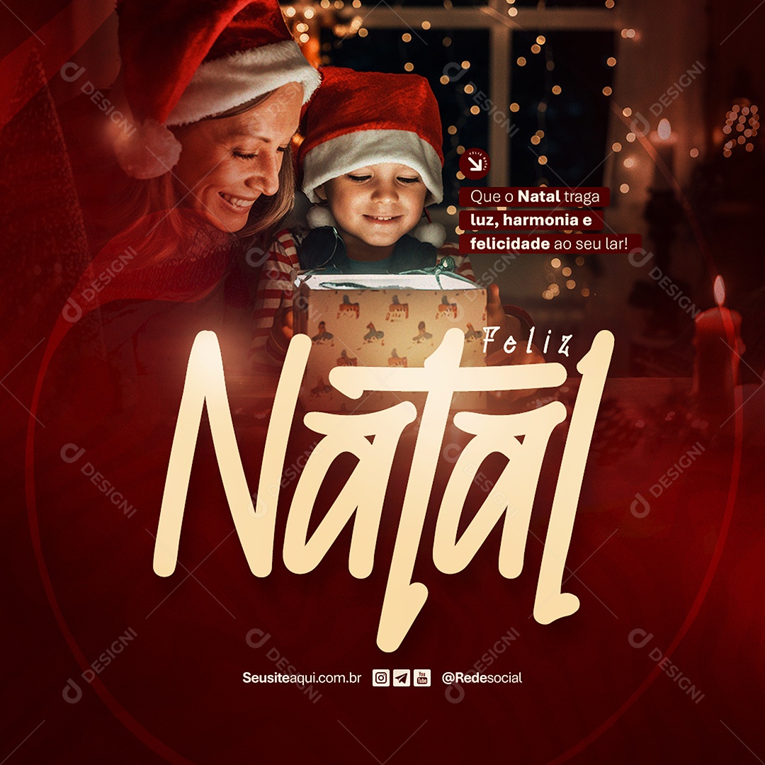 Feliz Natal Que o Natal Traga Luz Harmonia e Felicidade Social Media PSD Editável