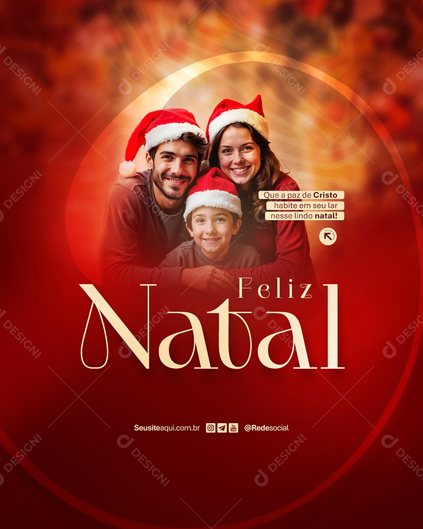 Feliz Natal Que a Paz de Cristo Habite em Seu Lar Nesse Lindo Natal Social Media PSD Editável