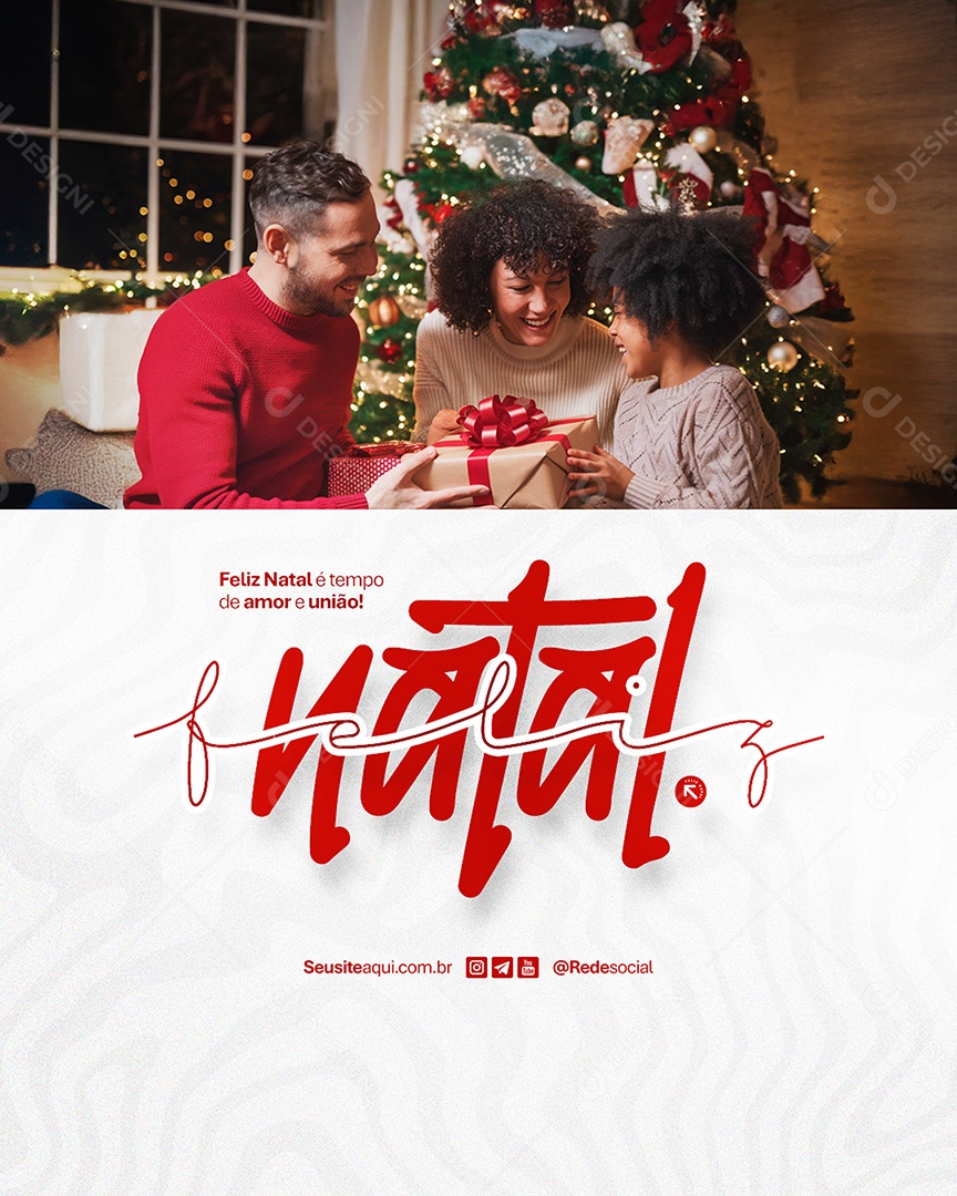 Feliz Natal é Tempo de Amor e União Social Media PSD Editável