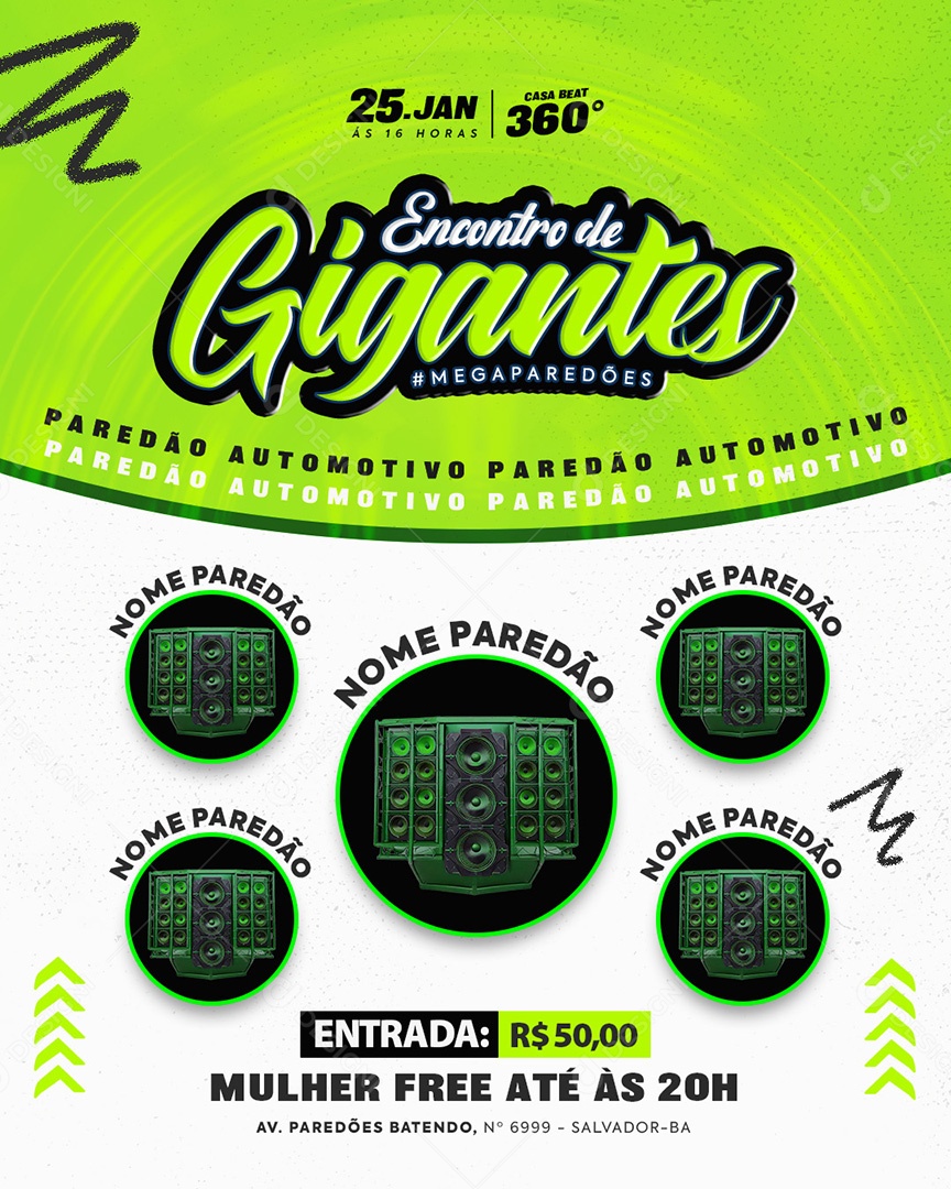 Flyer Encontro De Gigantes Paredões Feed Social Media PDS Editável