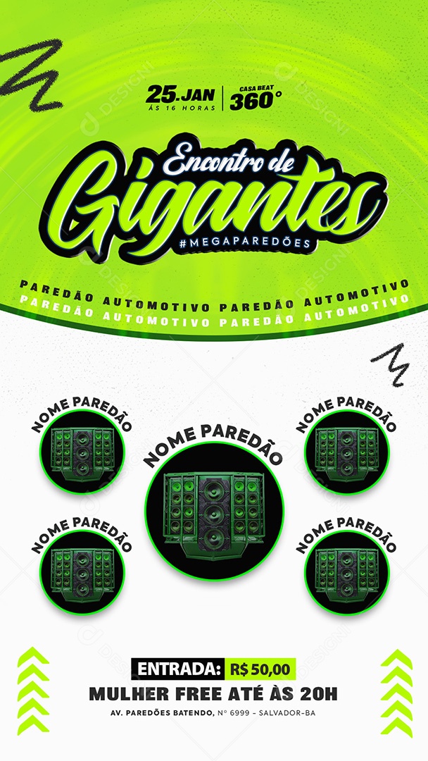 Flyer Encontro De Gigantes Paredões Story Social Media PDS Editável