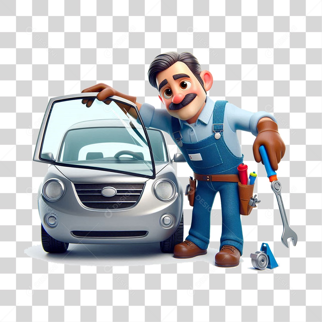 Homem pixar arrumando vidro carro