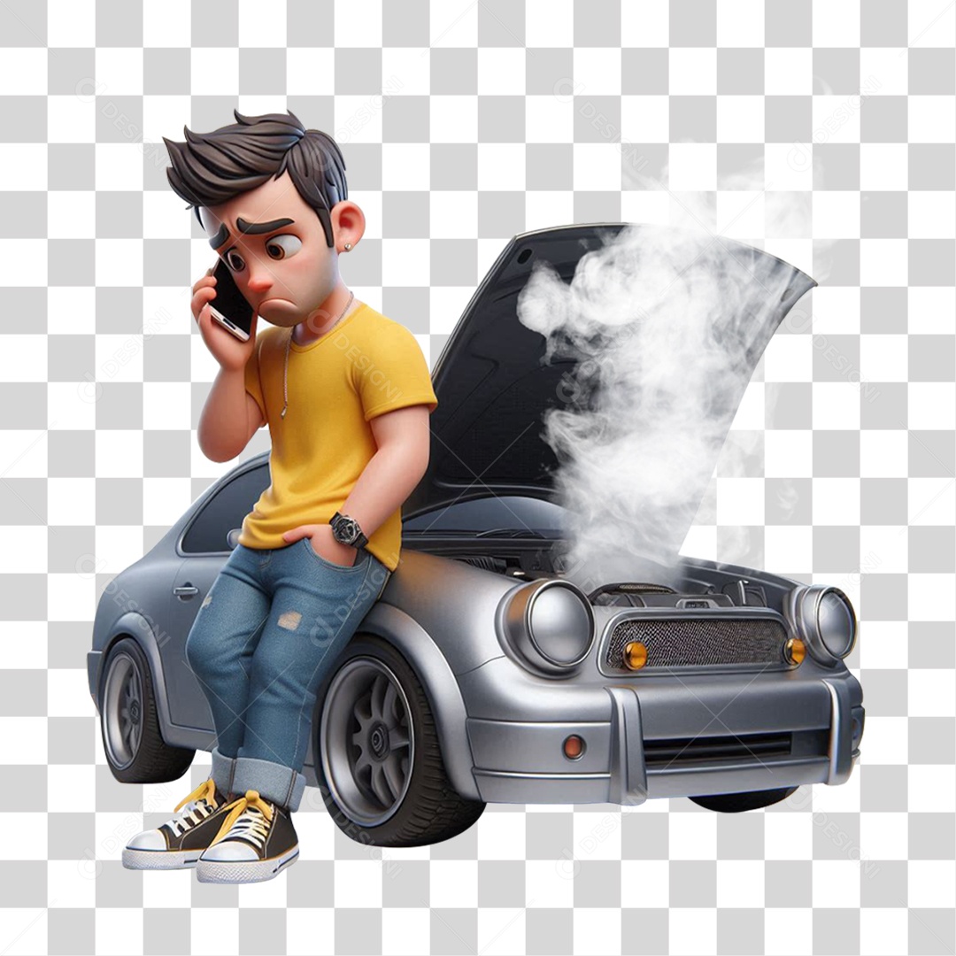 homem pixar carro quebrado