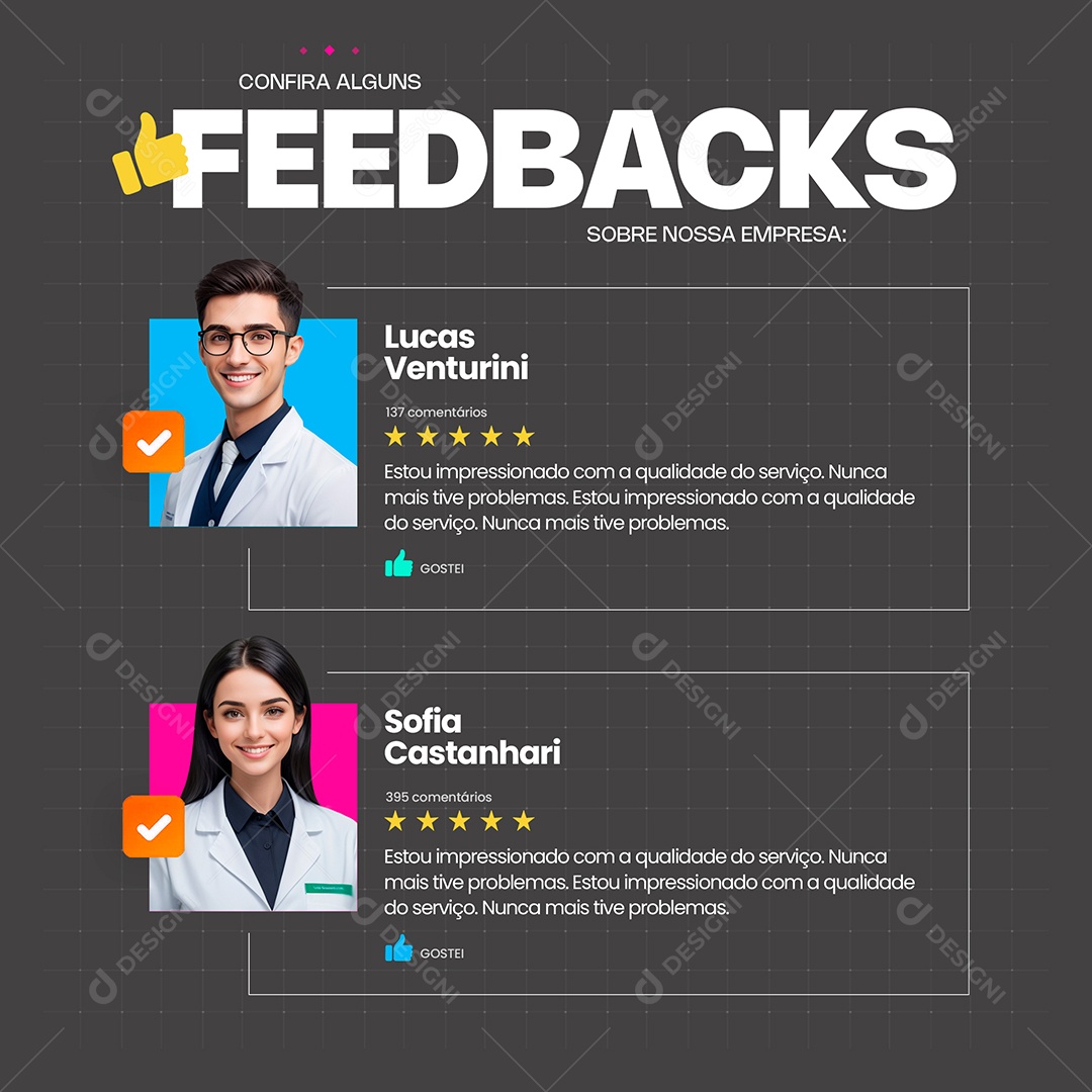 Feed Confira Mais Feedbacks Sua Opinião Importa Social Media PSD Editável