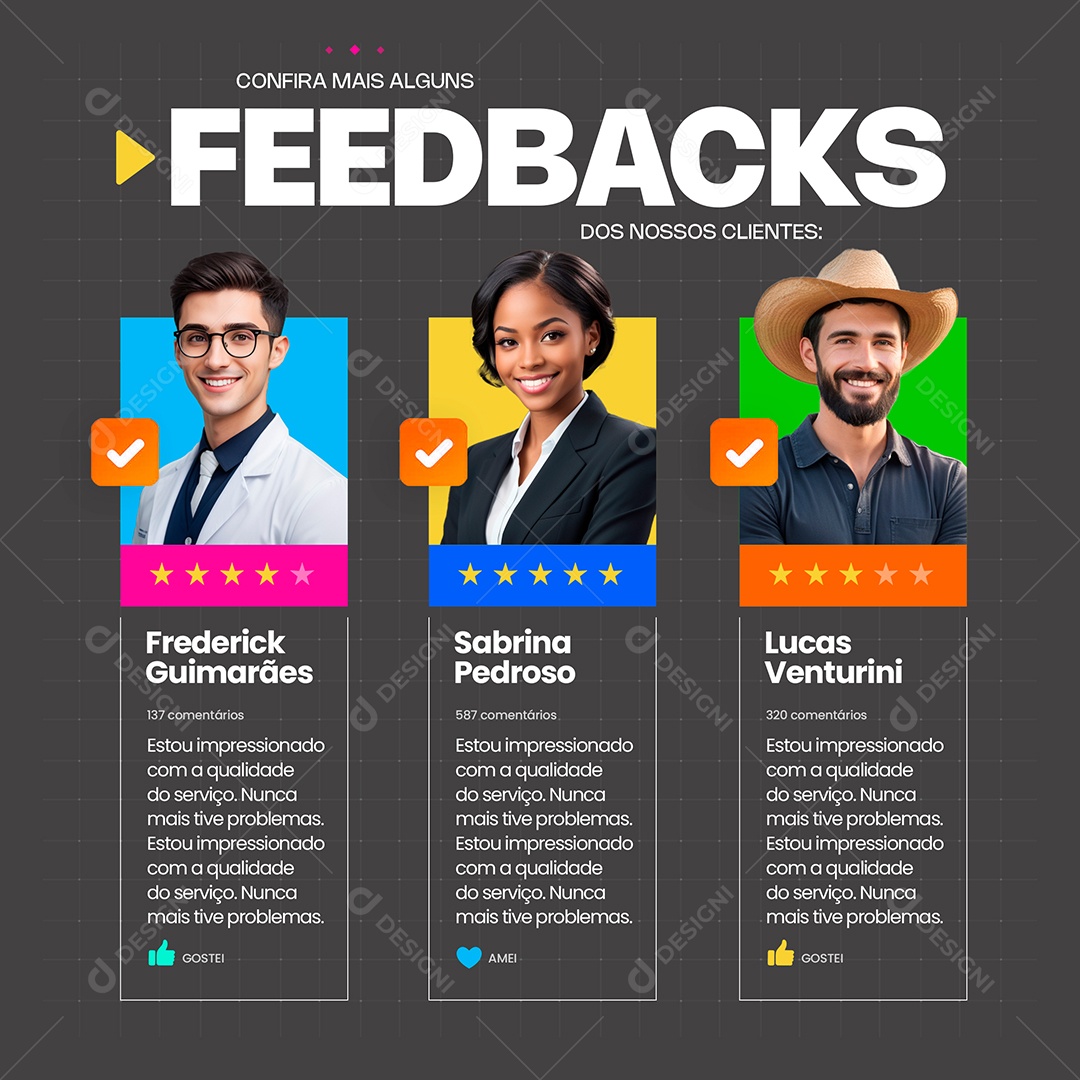 Feed Confira Mais Feedbacks Sua Opinião Importa Social Media PSD Editável