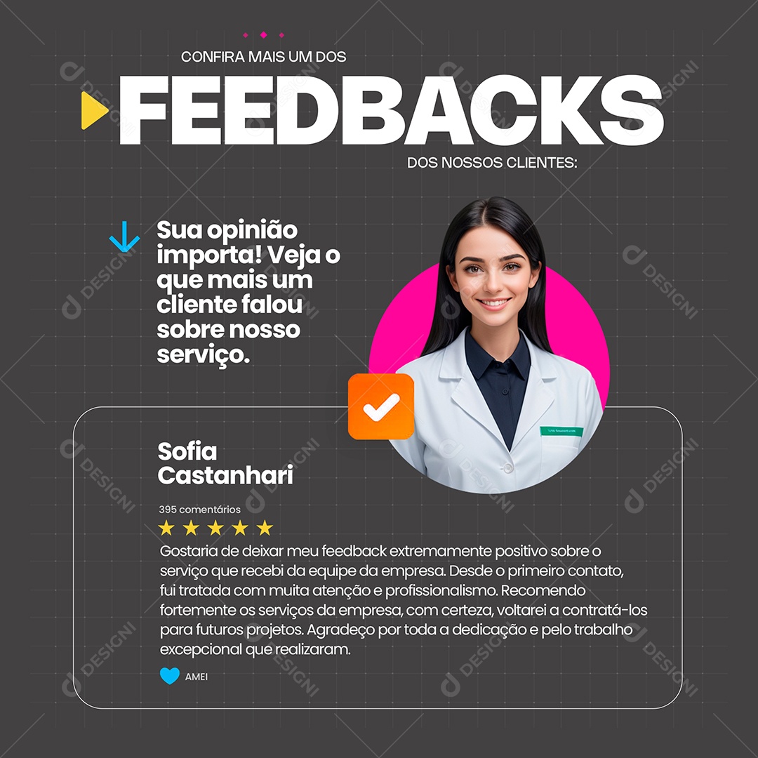 Feed Confira Mais Feedbacks Sua Opinião Importa Social Media PSD Editável