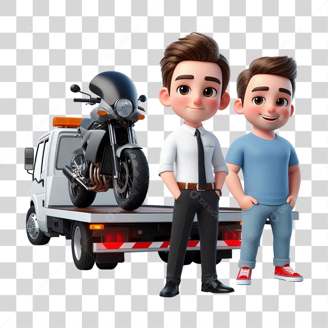 Homens pixar carro reboque