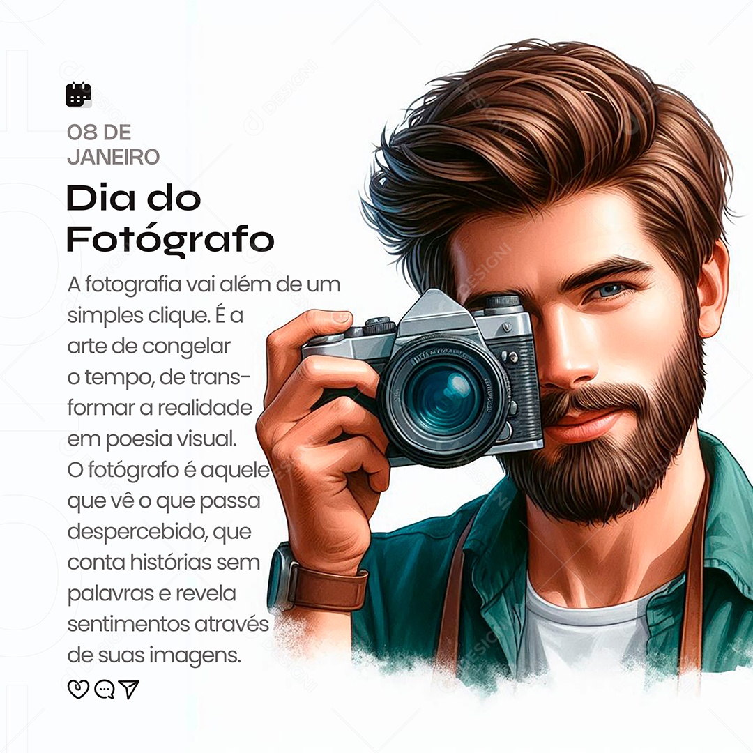 Dia do Fotográfo 08 de Janeiro A Fotografia Vai Além Social Media PSD Editável