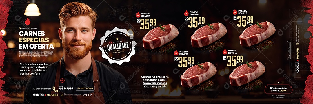 Açougue Carnes Especiais Em Oferta Social Media PSD Editável