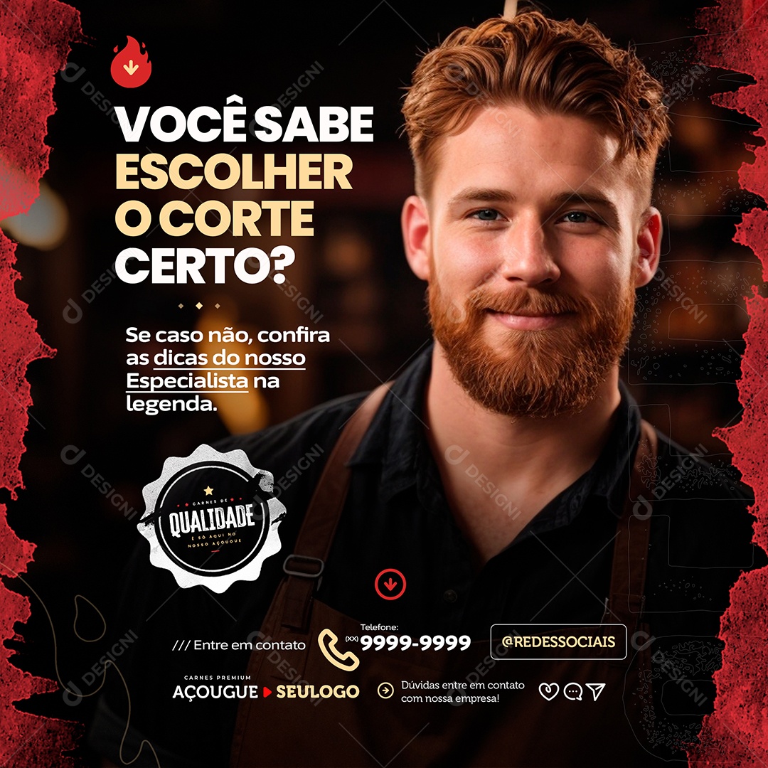 Açougue Como Escolher O Corte Certo Social Media PSD Editável