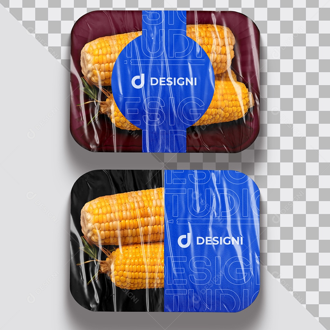 Mockup Milho Embalado a Vácuo na Bandeja PSD Editável