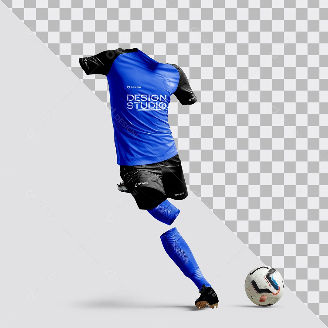 Mockup Uniforme de Futebol com Pose Dinâmica PSD Editável