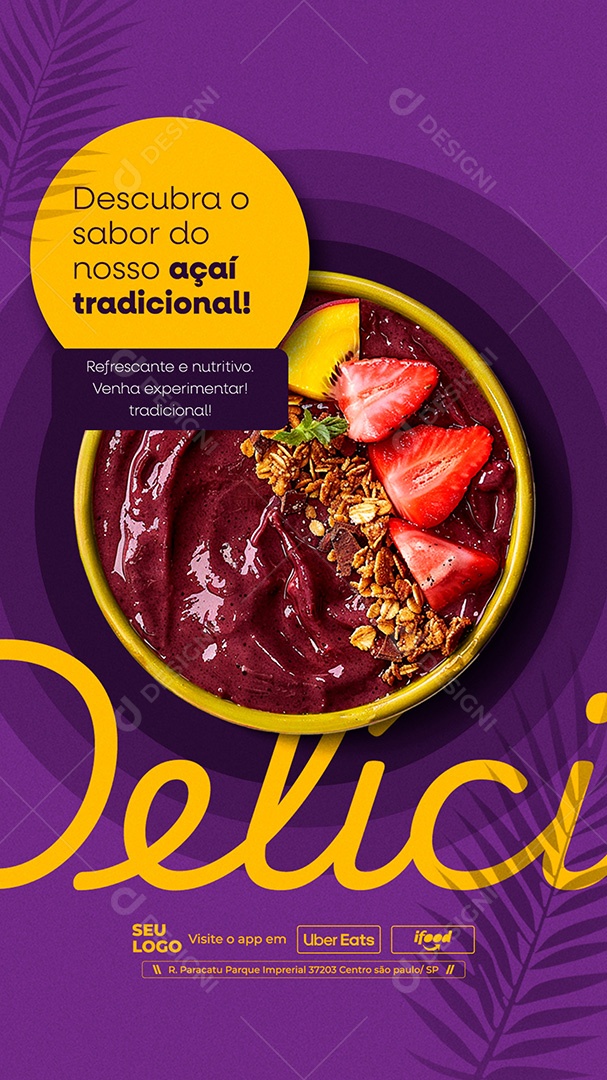 Story Açaiteria Delícia Social Media PSD Editável