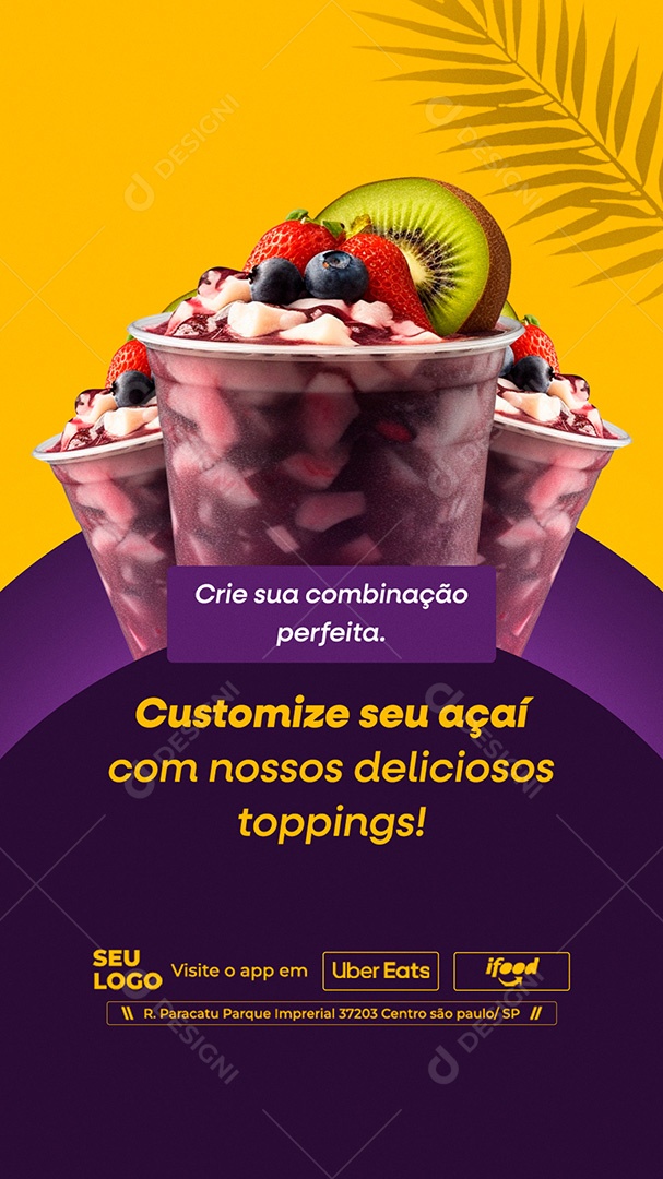 Story Açaiteria Açaí com Frutas Social Media PSD Editável