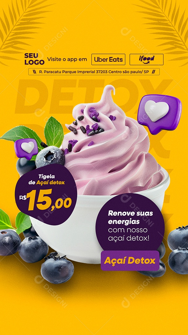 Story Açaiteria Renove suas Energias Social Media PSD Editável