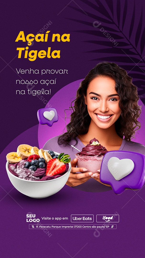 Story Açaiteria Açaí na Tigela Social Media PSD Editável