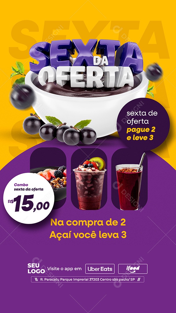 Story Açaiteria Sexta da Oferta Social Media PSD Editável