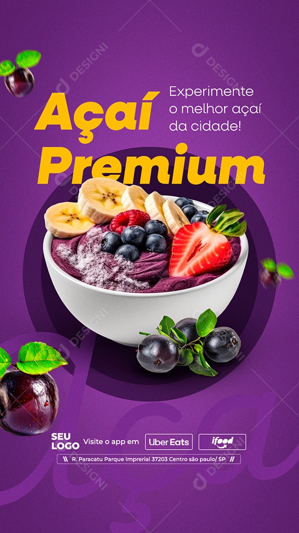 Story Açaiteria Açaí Premium Social Media PSD Editável