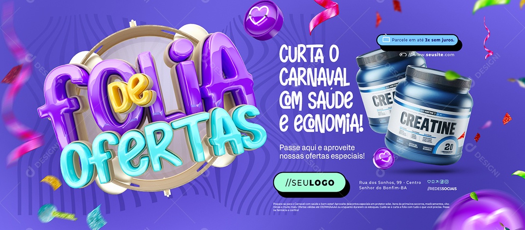 Banner Folia De Ofertas Farmácia Curta com Saúde e Economia Social Media PSD Editável