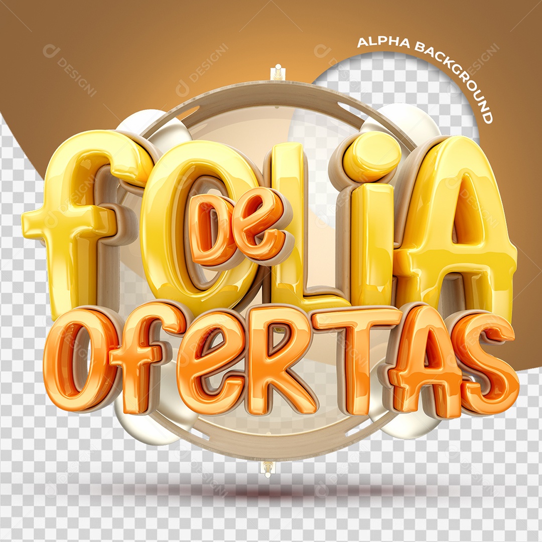 Folia De Ofertas Selo 3D Dourado e Laranja para Composição PSD