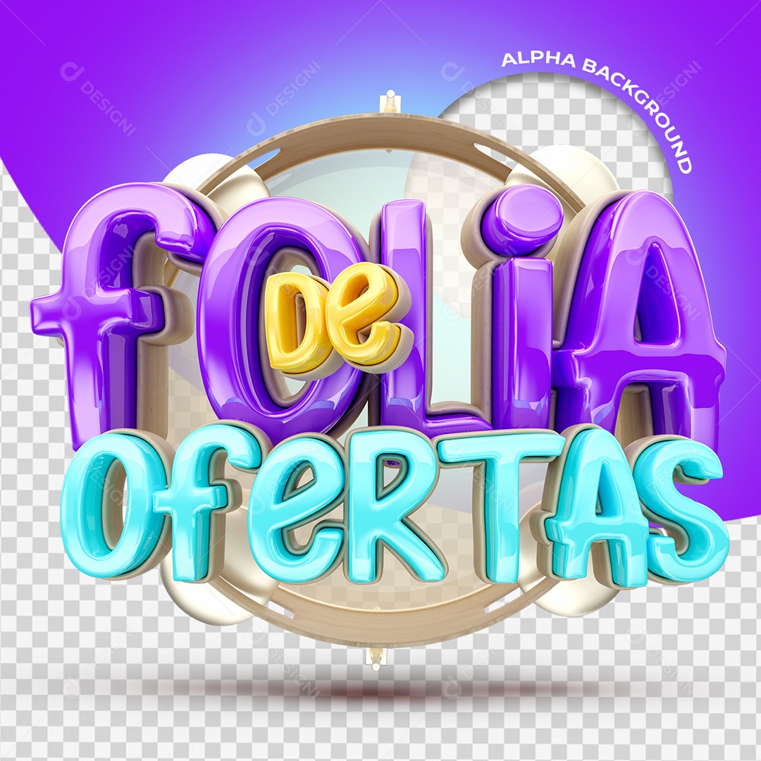 Folia De Ofertas Selo 3D Roxo e Azul para Composição PSD