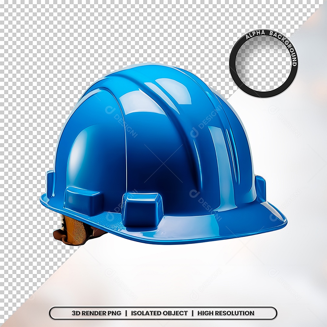 Elemento 3D Capacete de Segurança Azul Para Composição PSD