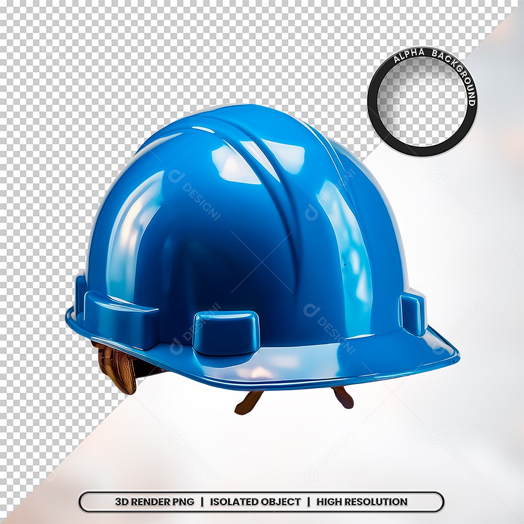 Elemento 3D Capacete de Segurança Azul Para Composição PSD